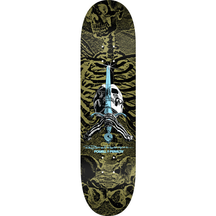 Powell Peralta Skull and Sword Skateboard Deck Gold - Shape 243 - 8.25 x 31.95
