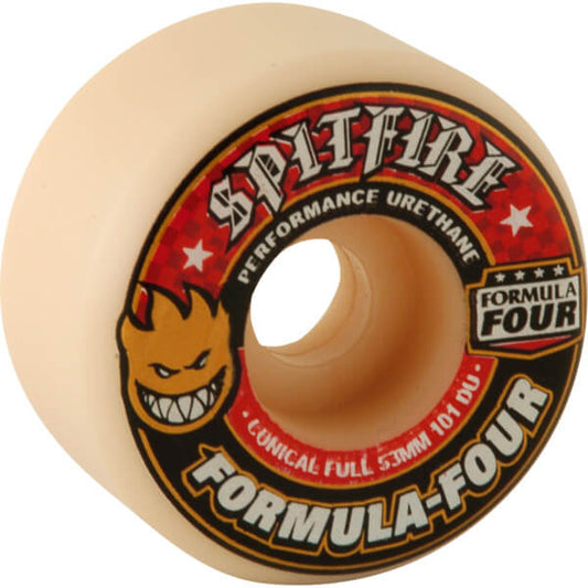 Spitfire Wheels  - Formula Four Conical Full White w/ Red Skateboard Wheels - 54mm 101a