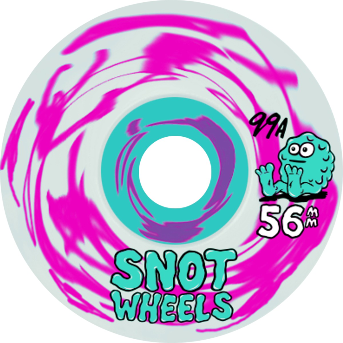 Snot Wheel Co. - Swirls Pink / White Skateboard Wheels - 56mm 99a (Set of 4)